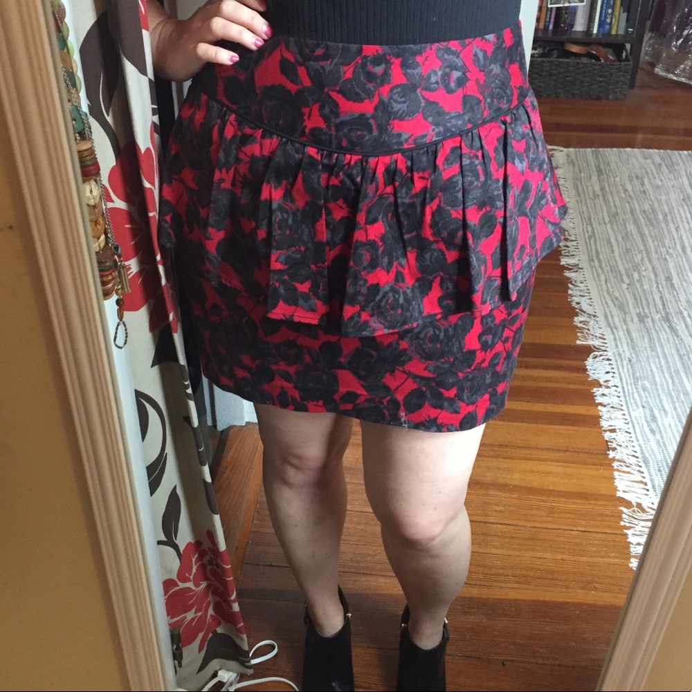 Floral Peplum Mini Skirt